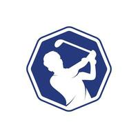 Golf club vector logo design. Golf player hits ball inspiration Logo design