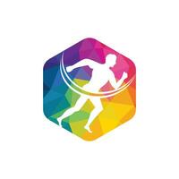 diseño vectorial del logotipo de carrera y maratón. símbolo de vector de hombre corriendo. concepto de deporte y competición.