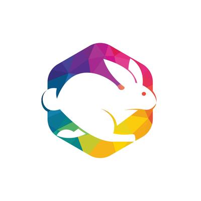 Rabbit vector logo design. Creative running rabbit or bunny logo vector concept element.