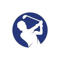 Golf club vector logo design. Golf player hits ball inspiration Logo design