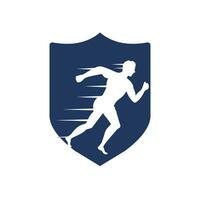 Running and Marathon Logo Vector Design. Running man vector symbol. Sport and competition concept.