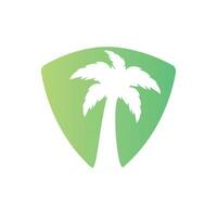 tropical playa y palma árbol logo diseño. creativo sencillo palma árbol vector logo diseño.