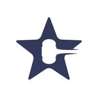 mazo y estrella icono logo, martillo juez icono vector ilustración. ley firma logo diseño inspiración.