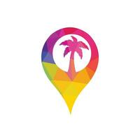 GPS beach sign vector logo design. GPS and palm tree icon. Navigation vector logo. Navigation vector icon.