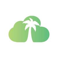 Cloud and Palm Tree Logo Design. Creative simple palm tree vector logo design.