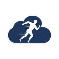 Man Running cloud icon vector logo design. Running man and cloud vector symbol. Sport and competition concept.