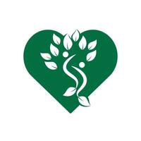 Human Tree and heart logo design. vector