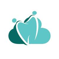 Family dental medical clinic logo design. Abstract human, tooth and cloud vector logo design.