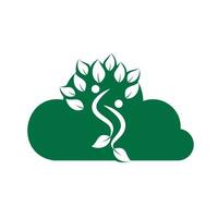 Cloud and People Tree Logo Design. Family tree sign and symbol. vector