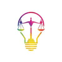 Light bulb and scale of Justice logo design. Education, legal services logo. Notary, justice, lawyer icon or symbol Vector. vector