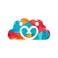 Cloud couple logo design. Couple heart in cloud vector design. Love cloud sign.