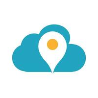 Pin map with cloud logo design. Abstract GPS vector. Navigation vector icon. Cloud computing concept.