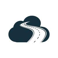 Cloud road logo vector element. Creative road journey logo design.