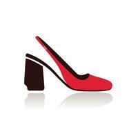 Red high heeled shoe illustration. Red woman tango high heels icon. vector