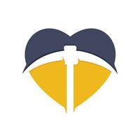 Pickaxe and heart mining logo design. Mining industry logo design template. vector
