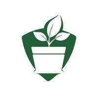 logotipo de maceta y planta. logotipo de vector de crecimiento.