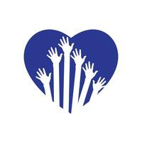 Hands help care logo and symbol vector.  Symbol of Charity. Orphans kid help campaign. vector