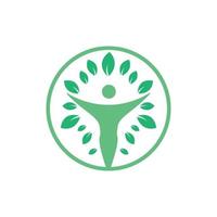 carácter humano con diseño de logo de hojas. logotipo del salón de salud y belleza. vector