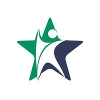 diseño de logotipo creativo de estrella humana. emblema vectorial abstracto de la gente estrella para la educación, la comunidad social y el fitness. vector