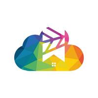 diseño moderno de vectores domésticos en la nube. logotipo de vector doméstico de almacenamiento en la nube.