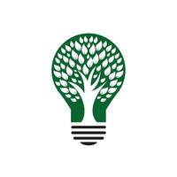 Abstract bulb lamp with tree logo design.  Nature idea innovation symbol. ecology, growth, development concept. vector