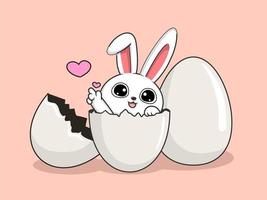 Rabbit Easter Egg - Cute Bunny Eggs Kawaii vector