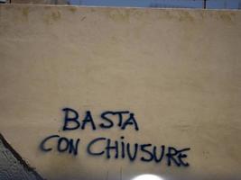stop lockdown writing in italian basta chiusure photo