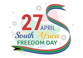 Happy South Africa Freedom Day on 27 April Illustration with Wave Flag for Web Banner or Landing Page in Hand Drawn Background Templates vector