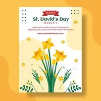 Happy St David's Day Vertical Poster Flat Cartoon Hand Drawn Templates Background Illustration vector