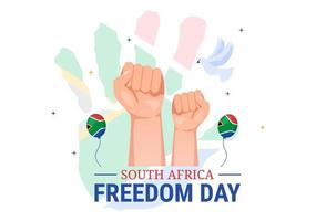 Happy South Africa Freedom Day on 27 April Illustration with Wave Flag for Web Banner or Landing Page in Hand Drawn Background Templates vector