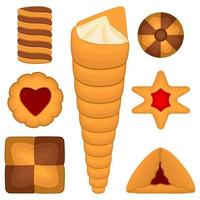 Big set homemade cookie different taste in pastry biscuit vector