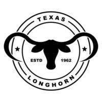 Texas longhorn, country western bull cattle vintage retro logo vector