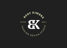 Initial letter B K logo vintage style design concept. Initial symbol for brand corporate business identity. Alphabet vector element