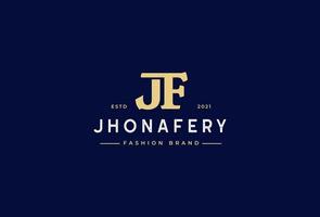 Initial letter J F logo vintage style design concept. Initial symbol for brand corporate business identity. Alphabet vector element