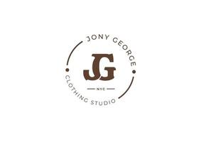 Initial letter J G logo vintage style design concept. Initial symbol for brand corporate business identity. Alphabet vector element