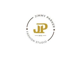 Initial letter J P logo vintage style design concept. Initial symbol for brand corporate business identity. Alphabet vector element