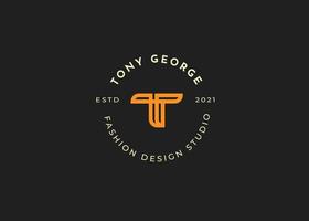 Creative letter T vintage style logo design concept. Initial symbol for corporate business identity. Alphabet vector element