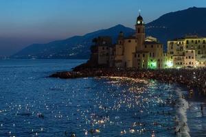 CAMOGLI, ITALY - AUGUST 6 2017 - Stella Maris traditional candles on the sea celebration photo