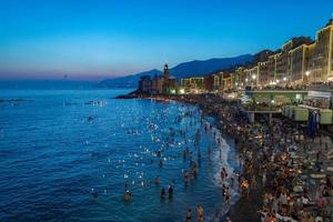 CAMOGLI, ITALY - AUGUST 6 2017 - Stella Maris traditional candles on the sea celebration photo