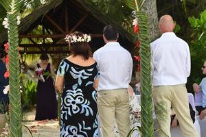 RAROTONGA, COOK ISLANDS - AUGUST 19, 2017 - Wedding on tropical paradise sandy beach photo