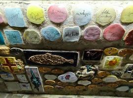 ALASSIO, ITALY - DECEMBER 13 2021 - well famous Muretto, celebrity wall at night photo