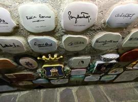 ALASSIO, ITALY - DECEMBER 13 2021 - well famous Muretto, celebrity wall at night photo