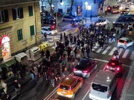 Génova, Italia - enero 15 2022 - No verde pasar No vax protesta foto