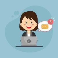 Bussiness Woman Checking Email Inbox vector
