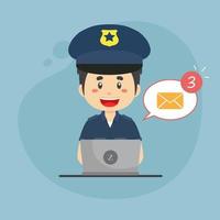 Police Checking Email Inbox vector