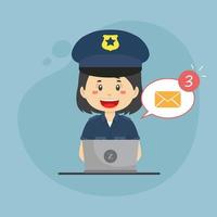 Police Checking Email Inbox vector