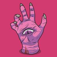 monster hand with an eye vector