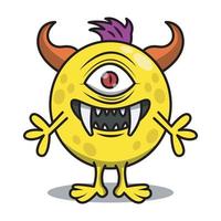 Cute Cartoon Yellow Monsters illustration. Flat vector