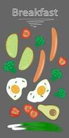 vector illustration breakfast tasty healthy bright on gray background