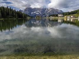 Misurina lake dolomites landscape panorama in summer photo